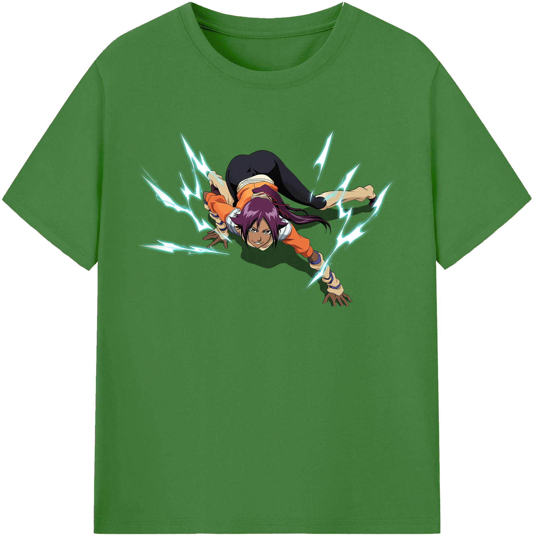 （画像用） ブリーチ 四楓院 夜一（しほういん よるいち） BLEACH Shihouin Yoruichi レディースカジュアルプリントTシャツ（綿100％）